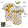 Custom White Gold-Black 3D Appendix Cancer Ribbon Authentic Baseball Jersey