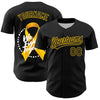 Custom Black Yellow-White 3D Bone Cancer Ribbon Authentic Baseball Jersey