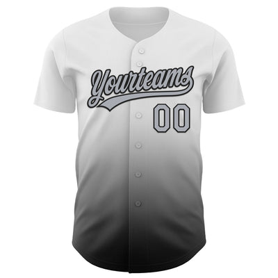 Custom White Gray-Black 3D Brain Cancer Ribbon Authentic Baseball Jersey