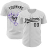 Custom White Black-Purple 3D Gastric Cancer Ribbon Authentic Baseball Jersey