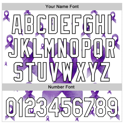 Custom White Purple-Black 3D Gynecological Cancer Ribbon Authentic Baseball Jersey