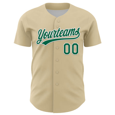 Custom Cream Kelly Green-White 3D Liver Cancer Ribbon Authentic Baseball Jersey