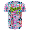 Custom Pink Neon Green-Black 3D Pattern Design Evil Eyes Authentic Baseball Jersey