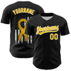 Custom Black Yellow-White 3D Childhood Cancer Gold Ribbon American Flag Authentic Baseball Jersey