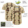 Custom Cream Brown 3D Tropical Hawaii Palm Tree And Bird Authentic Baseball Jersey