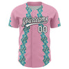 Custom Light Pink White-Black 3D Tropical Hawaii Flower Authentic Baseball Jersey