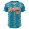 Custom Sky Blue Orange-White 3D Tropical Hawaii Jungle Leaves And Flower Authentic Baseball Jersey