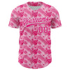 Custom Hot Pink White 3D Tropical Hawaii Jungle Leaves And Flower Authentic Baseball Jersey