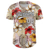 Custom White Black 3D Tropical Hawaii Jungle Leaves And Flower Authentic Baseball Jersey