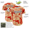 Custom Red White-Black 3D Tropical Hawaii Flower And Tiki Mask Authentic Baseball Jersey