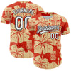 Custom Red White-Black 3D Tropical Hawaii Flower And Tiki Mask Authentic Baseball Jersey