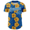 Custom Blue White 3D Tropical Hawaii Flower Authentic Baseball Jersey