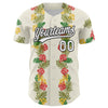 Custom White Black 3D Tropical Hawaii Leaves And Flower Authentic Baseball Jersey