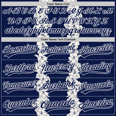 Custom Navy White 3D Tropical Hawaii Leaves And Flower Authentic Baseball Jersey