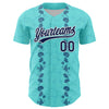 Custom Ice Blue Navy-White 3D Tropical Hawaii Style Authentic Baseball Jersey