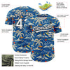 Custom Blue White-Black 3D Tropical Beach Island Hawaii Palm Tree Authentic Baseball Jersey