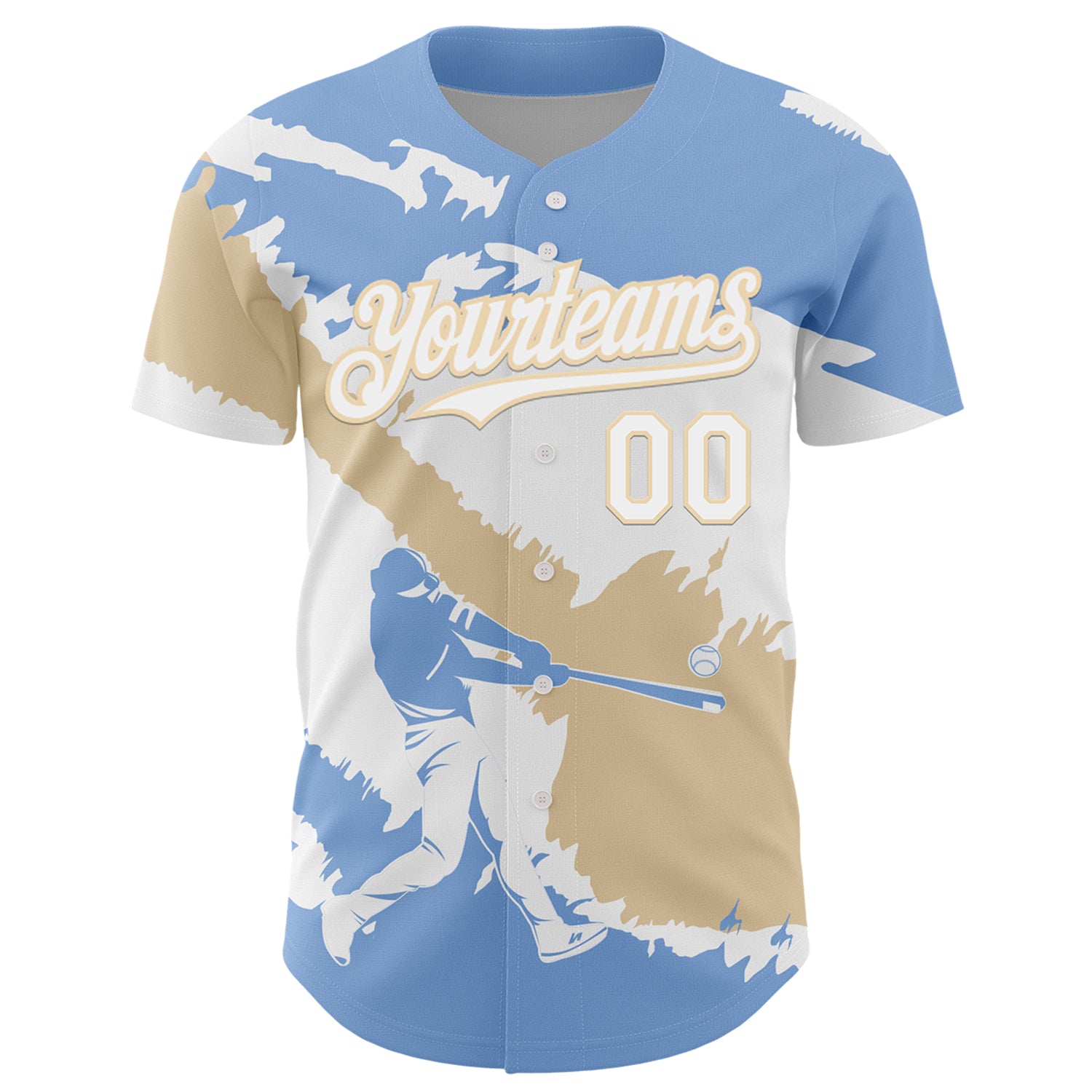 Custom Light Blue White-City Cream 3D Argentina Argentinian Flag Authentic Baseball Jersey