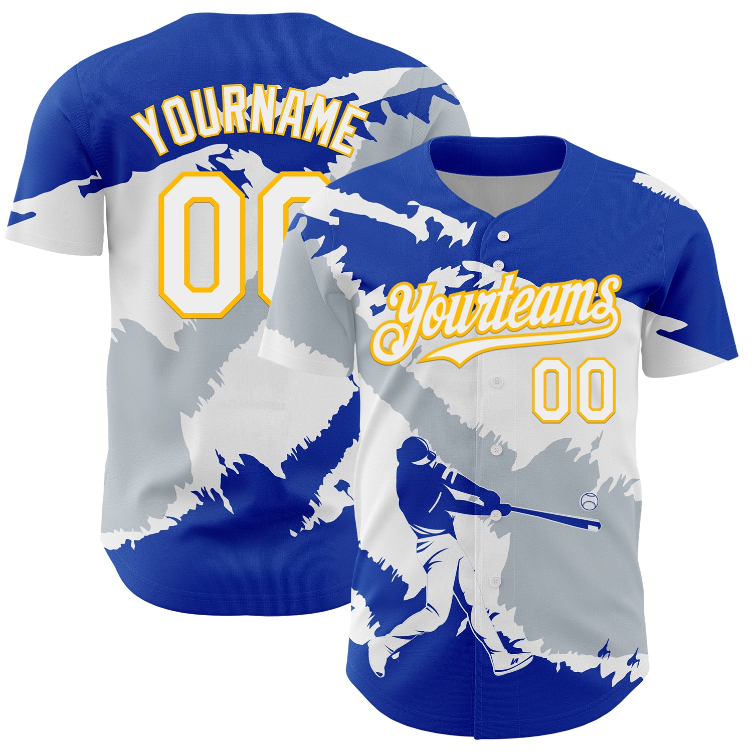 Custom Thunder Blue Gold-Silver 3D El Salvador El Salvadoran Flag Authentic Baseball Jersey