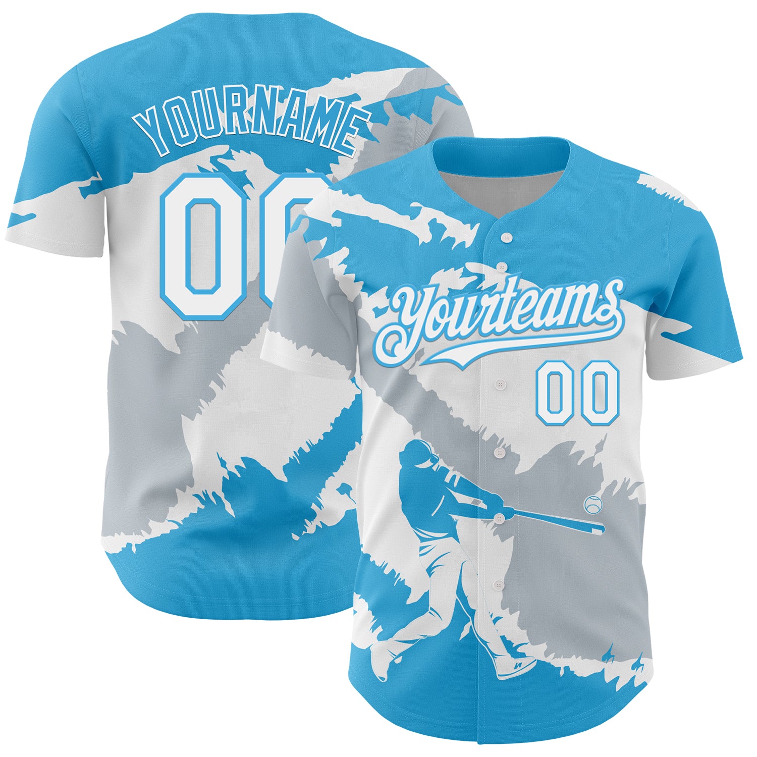 Custom Sky Blue White-Silver 3D Guatemala Guatemalan Flag Authentic Baseball Jersey