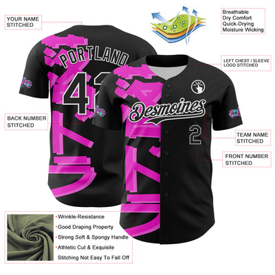 Custom Black White 3D Vaunsart Artval Dragon Authentic Baseball Jersey