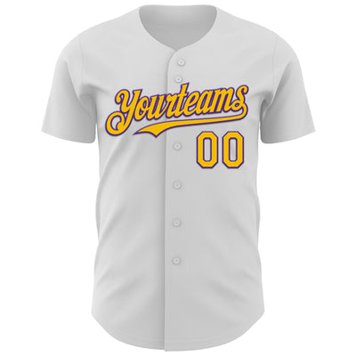 Custom White Yellow-Purple 3D Vaunsart Bizzare Authentic Baseball Jersey