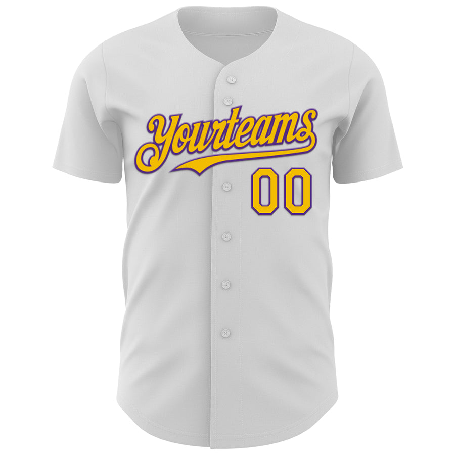 Custom White Yellow-Purple 3D Vaunsart Bizzare Authentic Baseball Jersey