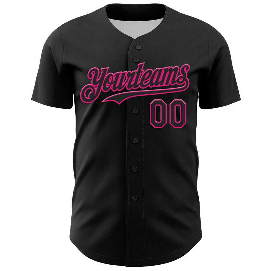 Custom Black Hot Pink 3D Vaunsart Messy Party Authentic Baseball Jersey