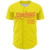 Custom Light Yellow Hot Pink 3D Vaunsart Radio Active Authentic Baseball Jersey