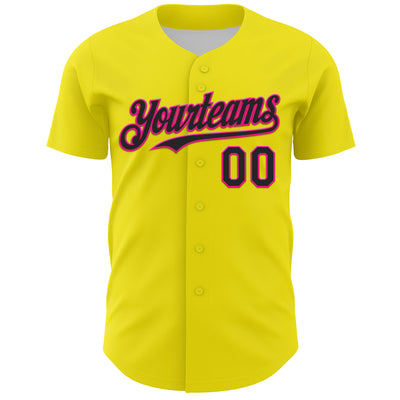 Custom Light Yellow Black-Hot Pink 3D Vaunsart Randomize Authentic Baseball Jersey