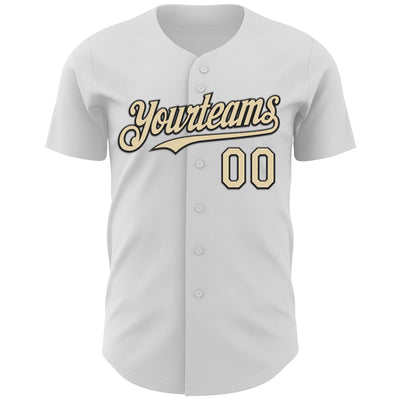 Custom White Cream-Black 3D Vaunsart The Vibes Authentic Baseball Jersey