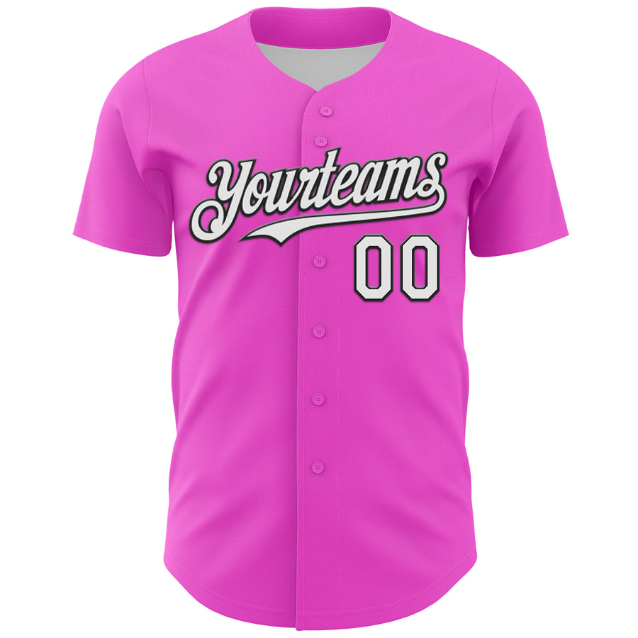 Custom Deep Pink White-Black 3D Vaunsart Valhalla Authentic Baseball Jersey