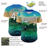 Custom Green White-Black 3D Syntetyc Lotus Pond Spirit Authentic Baseball Jersey