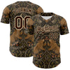 Custom Brown Cream 3D Emi Bee Woodland Moonlight Authentic Baseball Jersey