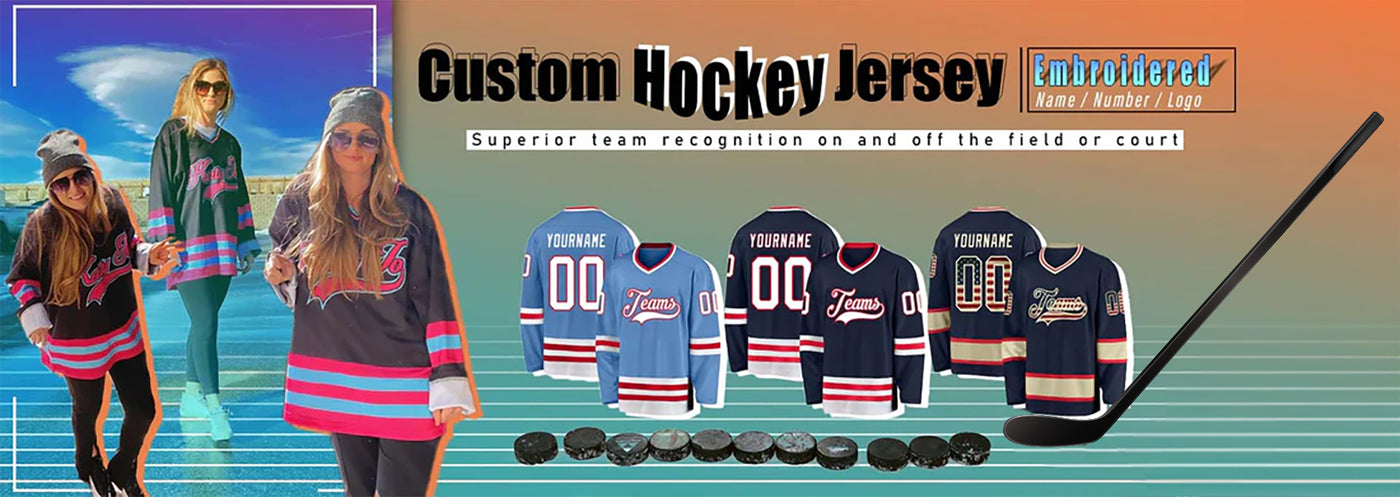 Custom Navy Red-Old Gold Hockey Jersey Discount