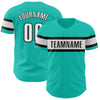 Custom Aqua White-Black Authentic Baseball Jersey