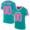 Custom Aqua Pink-White Mesh Authentic Throwback Football Jersey