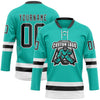 Custom Aqua Black-White Hockey Lace Neck Jersey