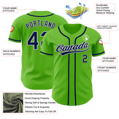 Custom Aurora Green Navy-White Authentic Baseball Jersey