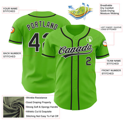 Custom Aurora Green Black-White Authentic Baseball Jersey