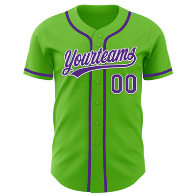 Custom Aurora Green Purple-White Authentic Baseball Jersey