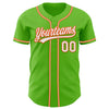 Custom Aurora Green White-Orange Authentic Baseball Jersey