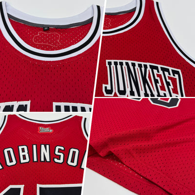 Custom Red Black-White Authentic Throwback Basketball Jersey