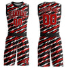 Custom Black Red-White Round Neck Sublimation Basketball Suit Jersey