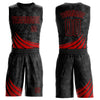 Custom Black Red Wind Shapes Round Neck Sublimation Basketball Suit Jersey