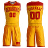 Custom Gold Red Color Block Round Neck Sublimation Basketball Suit Jersey