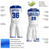 Custom White Royal Color Block Round Neck Sublimation Basketball Suit Jersey