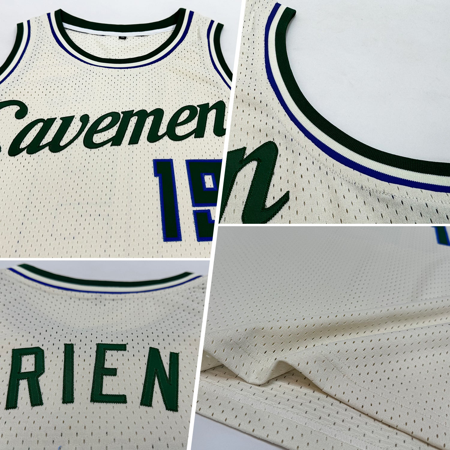 Custom Cream Hunter Green-Royal Authentic Throwback Basketball Jersey