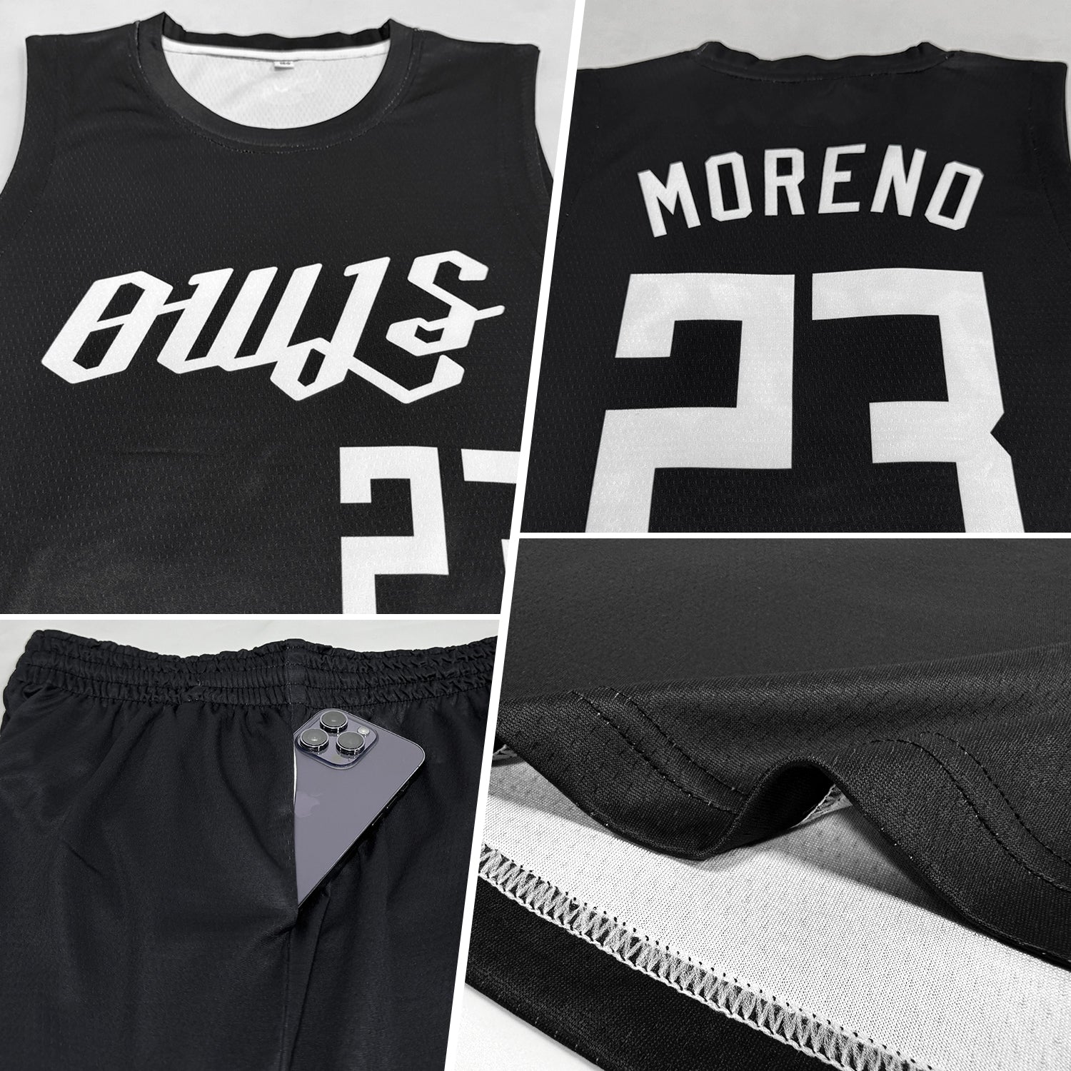 Custom Black White Round Neck Suit Basketball Jersey