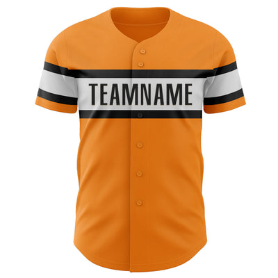 Custom Bay Orange Black-White Authentic Baseball Jersey