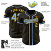 Custom Black Yellow Pinstripe Light Blue Authentic Baseball Jersey